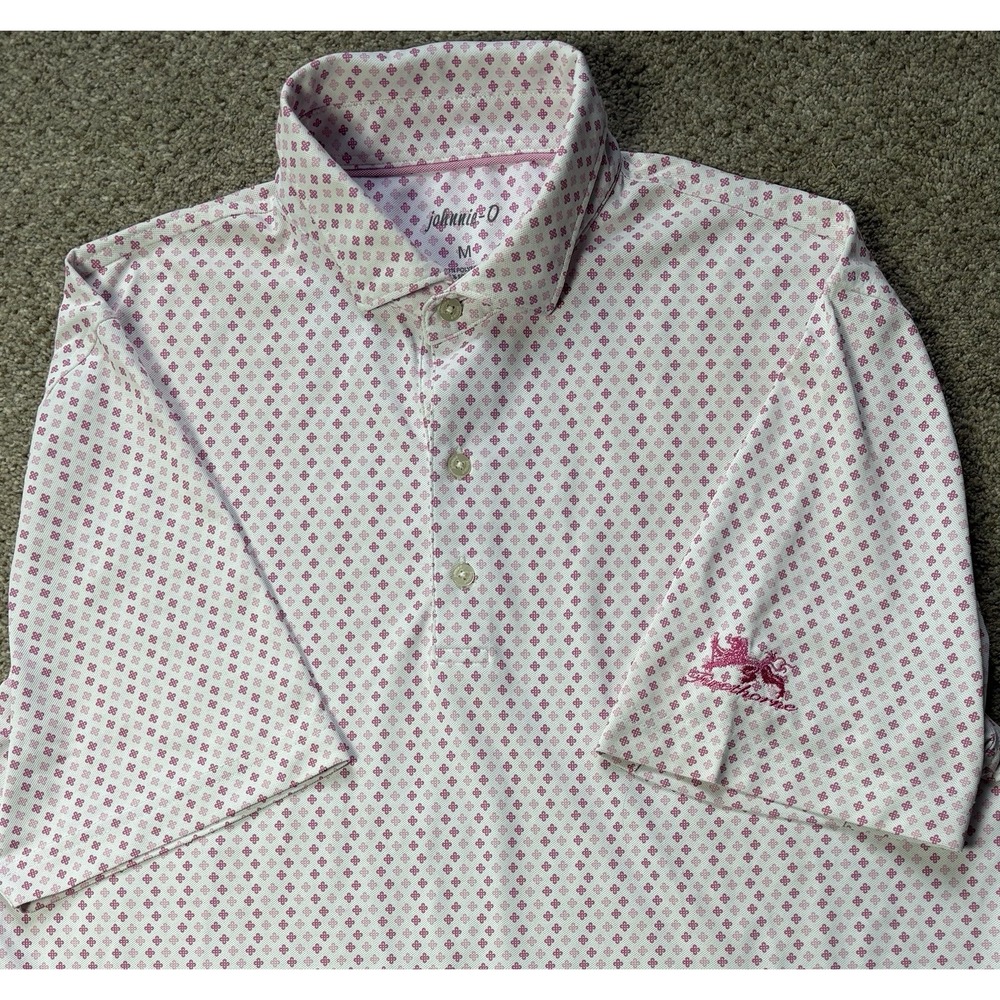 Johnnie-O Shirt Mens M Pink Taffy Barnett Polo Golf UPF 50 Performance Stretch - Picture 1 of 8